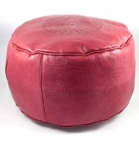 Pouffe made of Engraved Red Leather