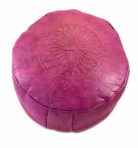 Pouffe made of Engraved Fuchsia Leather
