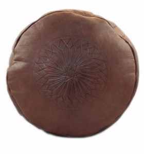 Pouffe made of Engraved Brown Leather