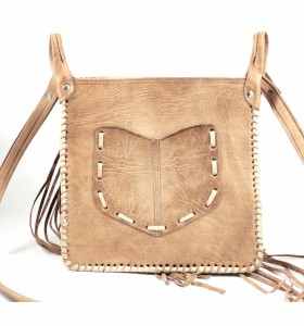 Bag made of Camel leather with Fringes by Loubna