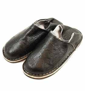 Amazigh Slippers made of Black Leather