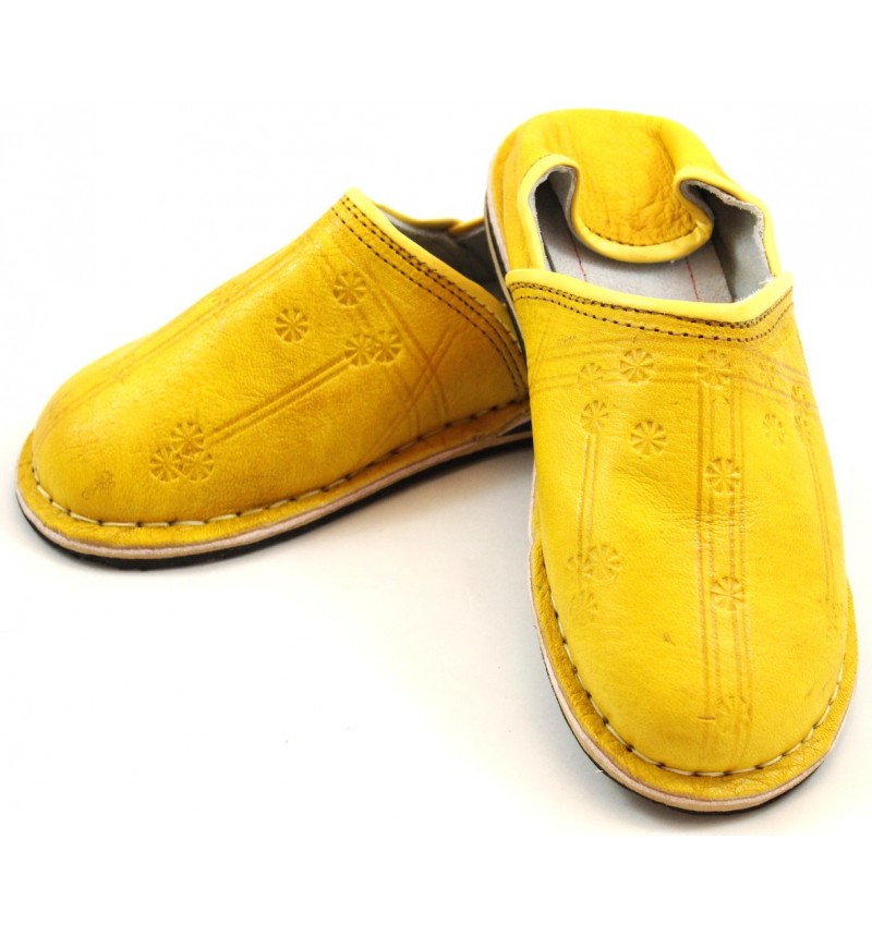 Mens Moroccan Yellow Leather Babouche Slippers/handmade Slippers/mens  Leather Slippers/babouche/yellow Leather Moroccan Slippers 