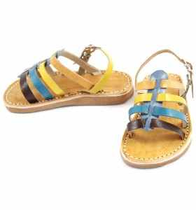 Derri Sandals made of Yellow & Turquoise Leather for Babies