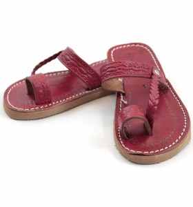 Sandales Chemch enfant en cuir rouge