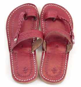 Sandales Chemch enfant en cuir rouge