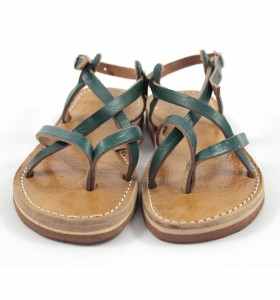 Sandales en cuir vert Anissa