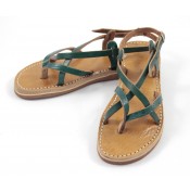 Sandales en cuir vert Anissa
