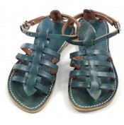 Sandales en cuir turquoise Zaz