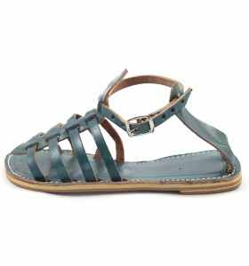 Sandales en cuir turquoise Zaz
