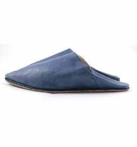 Traditional Slippers made of Blue Soft Leather