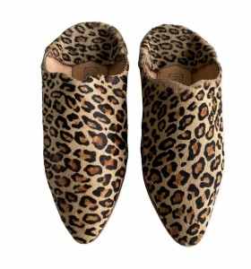 Pantuflas Balgha en piel de leopardo