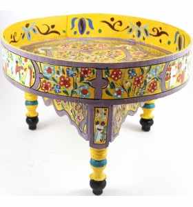 Table basse marocaine peinte à la main jaune