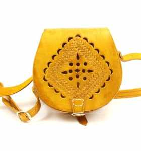 Shoulder Bag made of Sculptured & Yellow Leather by Belda